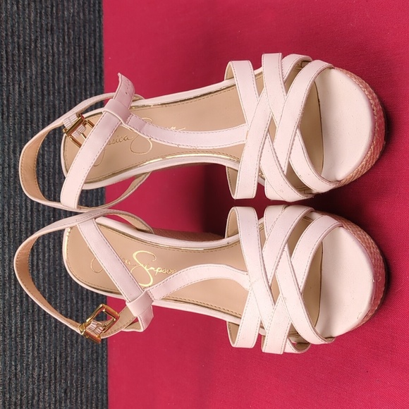 Jessica Simpson Javawn White Strappy Platform Wedge Sandals 8.5 M - Picture 10 of 16